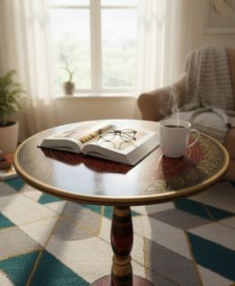 Hand Painted Wooden Round Table