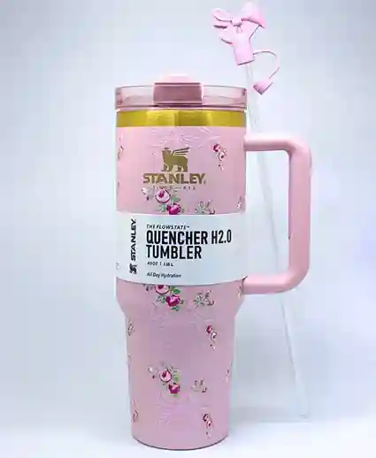 Pink Floral Stainley | Quencher | Tumbler