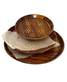 Plate Set 3 Piece Wooden Brass